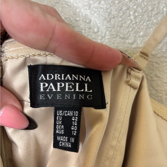 Adrianna Papell Strapless Lace Sheath Dress Champagne Size 10 - Picture 8 of 10